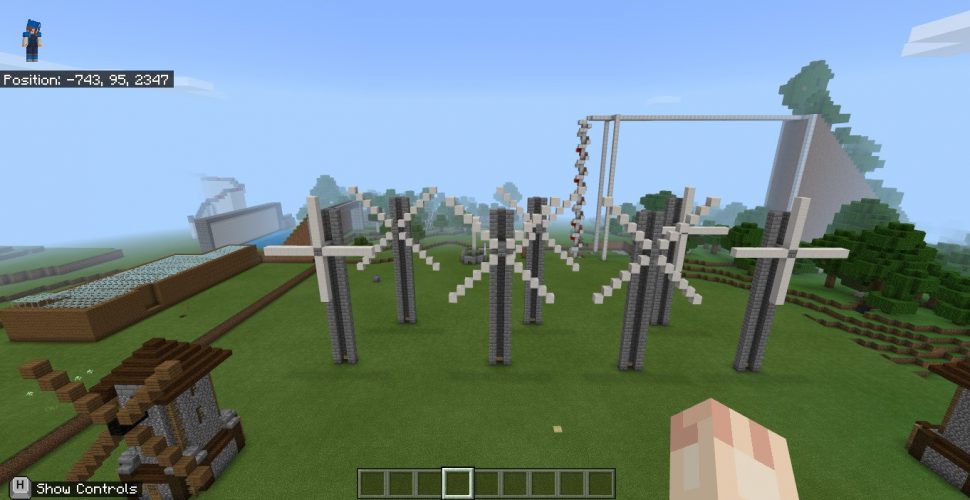 A wind farm in Minecraft: Education Edition