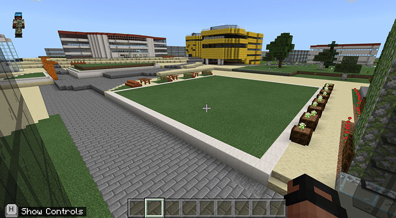The Teesside University campus in Minecraft: Education Edition